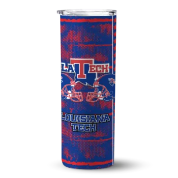 Customized LA Tech Chevron Patch Blue Skinny Tumbler