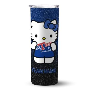 Customized LA Tech Hello Kitty Blue Black Skinny Tumbler