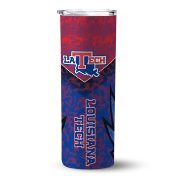 Customized LA Tech Spiral Burst Print Blue Skinny Tumbler