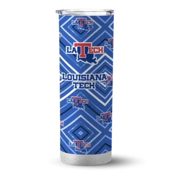 Customized LA Tech Zipper Leopard Blue Skinny Tumbler