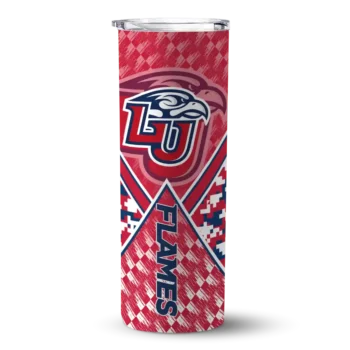 Customized Liberty Flames Monogram Burst Red White Skinny Tumbler