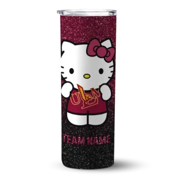 Customized Louisiana-Monroe Warhawks Hello Kitty Red Black Skinny Tumbler