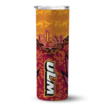 Customized Louisiana-Monroe Warhawks Spiral Burst Print Red Skinny Tumbler