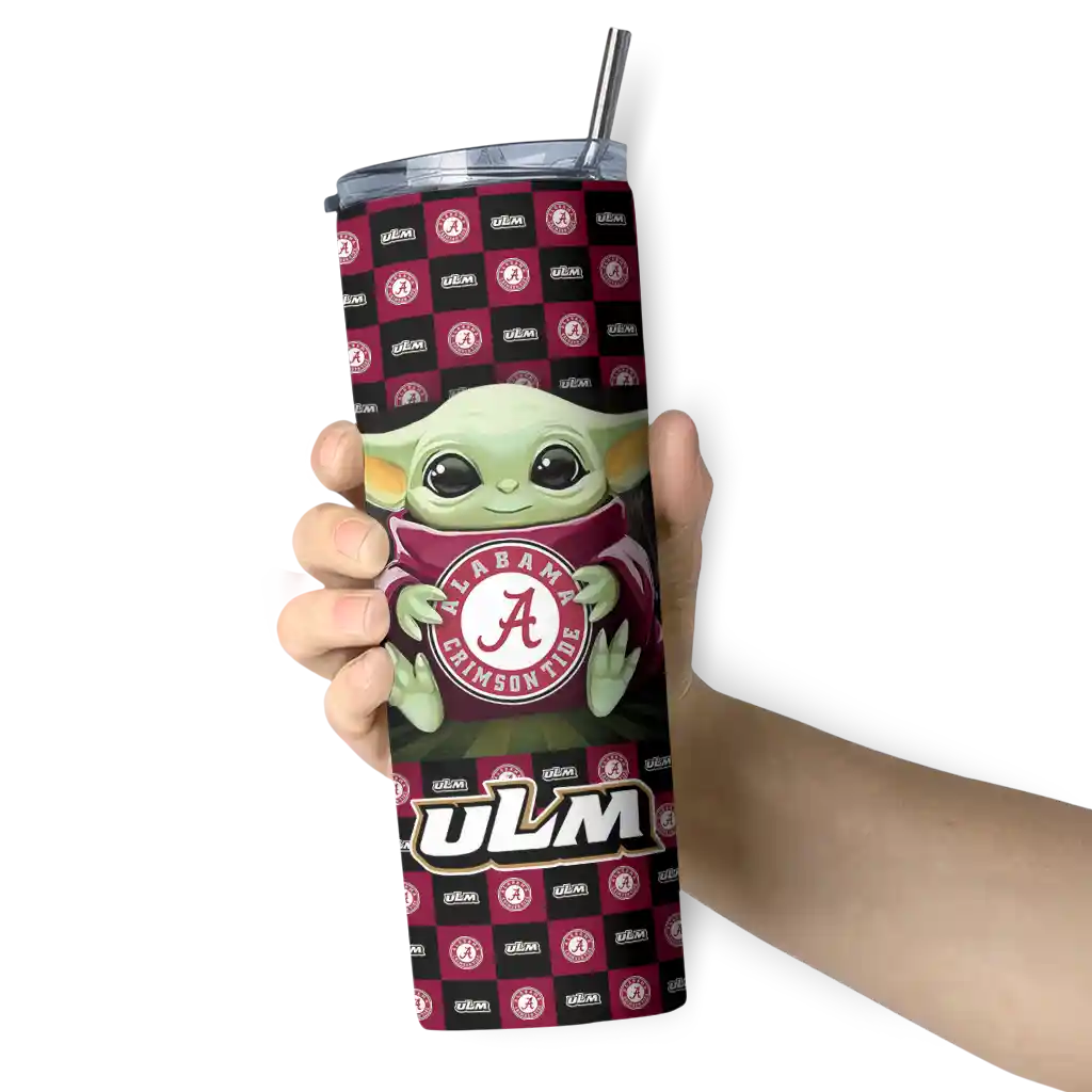 customized-louisiana-monroe-warhawks-yoda-cozy-red-black-skinny-tumbler-premium-grade.webp