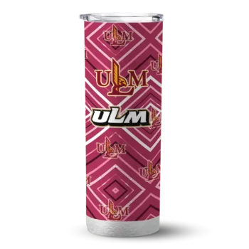 Customized Louisiana-Monroe Warhawks Zipper Leopard Red Skinny Tumbler