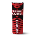 customized-louisiana-ragin-cajuns-camo-texture-red-skinny-tumbler-best-selling.webp