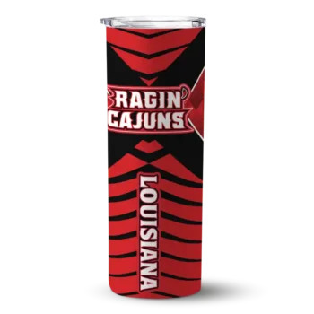 Customized Louisiana Ragin' Cajuns Camo Texture Red Skinny Tumbler