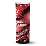 customized-louisiana-ragin-cajuns-helmet-clash-red-skinny-tumbler-best-selling.webp