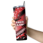 customized-louisiana-ragin-cajuns-helmet-clash-red-skinny-tumbler-best-selling.webp