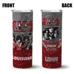 customized-louisiana-ragin-cajuns-kiss-band-black-skinny-tumbler-best-selling-1.webp