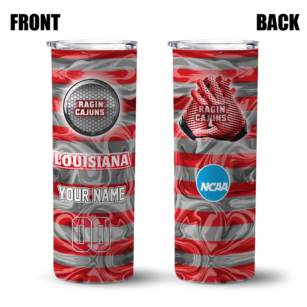 customized-louisiana-ragin-cajuns-patterned-waves-red-skinny-tumbler-fashion-forward.webp