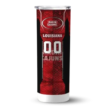 Customized Louisiana Ragin' Cajuns Stacked Diamond Red Skinny Tumbler