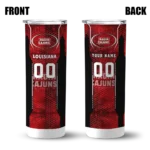 customized-louisiana-ragin-cajuns-stacked-diamond-red-skinny-tumbler-best-selling.webp