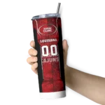 customized-louisiana-ragin-cajuns-stacked-diamond-red-skinny-tumbler-best-selling.webp