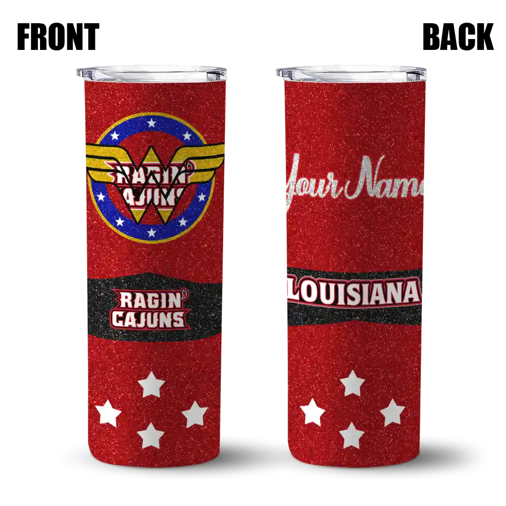 customized-louisiana-ragin-cajuns-star-cluster-red-skinny-tumbler-fashion-forward.webp