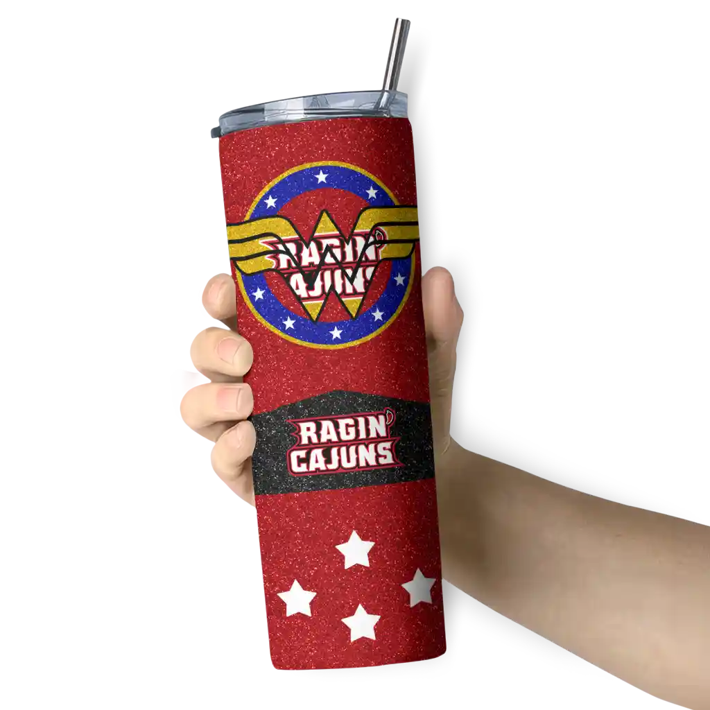 customized-louisiana-ragin-cajuns-star-cluster-red-skinny-tumbler-premium-grade.webp