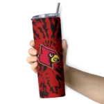 customized-louisville-cardinals-metallic-grid-red-skinny-tumbler-best-selling.webp