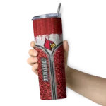 customized-louisville-cardinals-sparkle-drip-red-skinny-tumbler-best-selling.webp