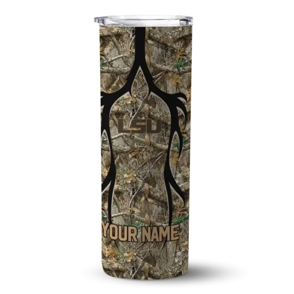 customized lsu tigers antler flow camo skinny tumbler best selling