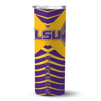 Customized LSU Tigers Camo Texture Purple Skinny Tumbler