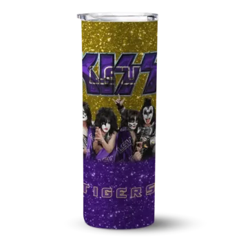 Customized LSU Tigers Kiss Band Gold Skinny Tumbler
