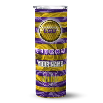 Customized LSU Tigers Patterned Waves Purple Skinny Tumbler