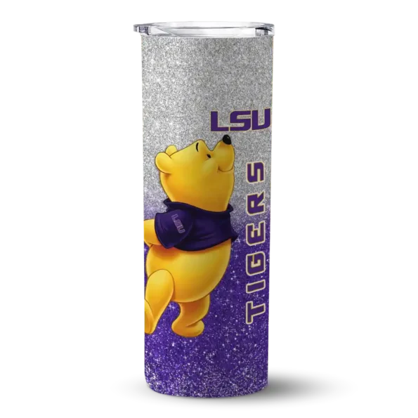 customized lsu tigers winnie the pooh purple gray skinny tumbler best selling