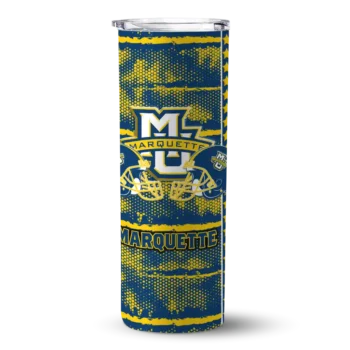 Customized Marquette Golden Eagles Chevron Patch Blue Skinny Tumbler