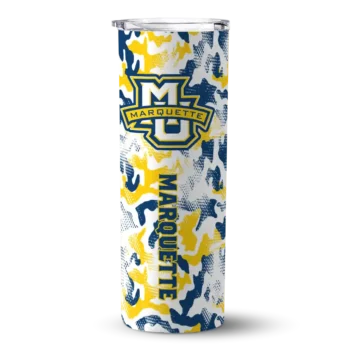 Customized Marquette Golden Eagles Claw Marks Blue White Skinny Tumbler