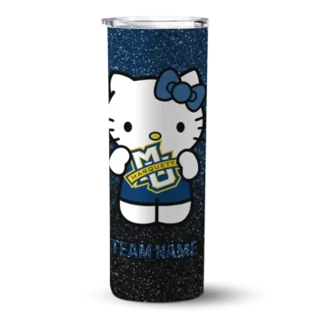 Customized Marquette Golden Eagles Hello Kitty Blue Black Skinny Tumbler