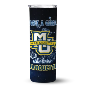 Customized Marquette Golden Eagles Rose Romance Blue Black Skinny Tumbler