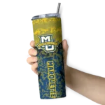 customized-marquette-golden-eagles-spiral-burst-print-blue-skinny-tumbler-best-selling.webp