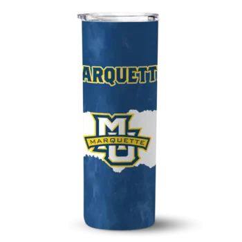 Customized Marquette Golden Eagles Torn Band Blue White Skinny Tumbler