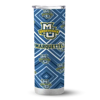 Customized Marquette Golden Eagles Zipper Leopard Blue Skinny Tumbler