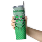 customized-marshall-thundering-herd-chevron-stripes-green-skinny-tumbler-best-selling-1.webp
