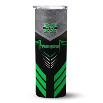 Customized Marshall Thundering Herd Hexagon Honeycomb Green Black Skinny Tumbler