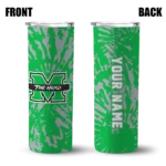 customized-marshall-thundering-herd-metallic-grid-green-skinny-tumbler-best-selling.webp