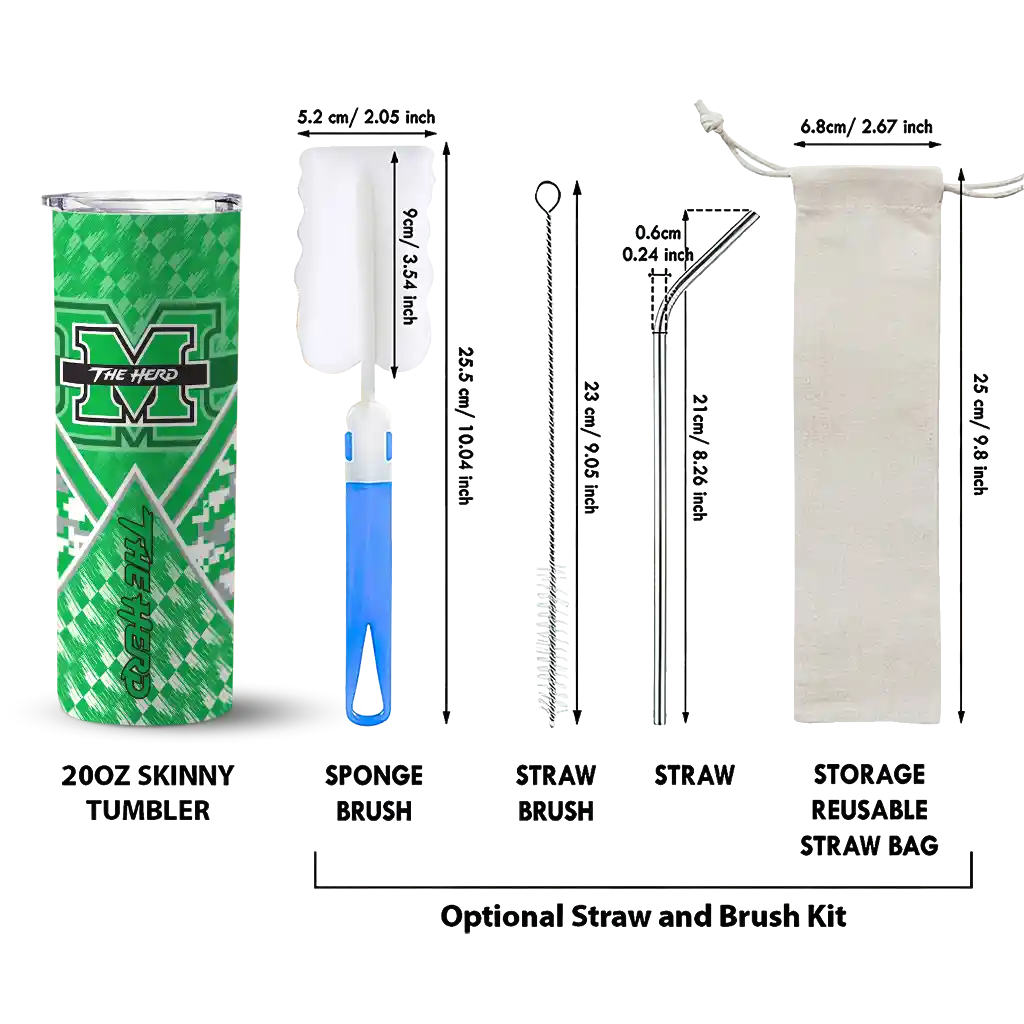 customized-marshall-thundering-herd-monogram-burst-green-white-skinny-tumbler-new-arrival.webp