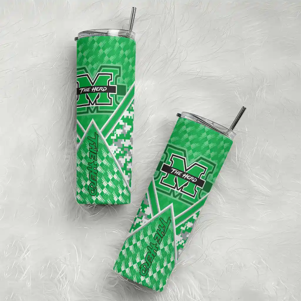 customized-marshall-thundering-herd-monogram-burst-green-white-skinny-tumbler-top-rated.webp