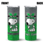 customized-marshall-thundering-herd-snoopy-attitude-green-skinny-tumbler-best-selling-2.webp