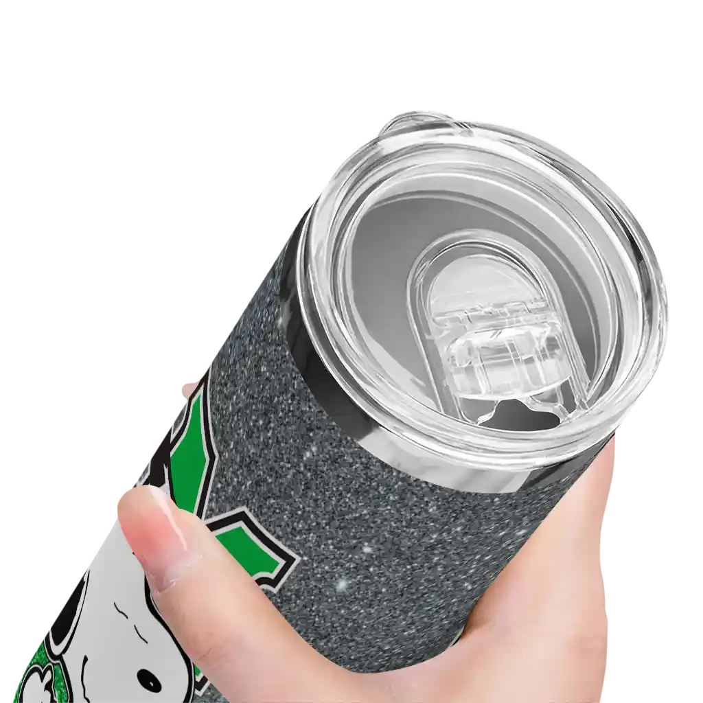customized-marshall-thundering-herd-snoopy-attitude-green-skinny-tumbler-high-quality.webp
