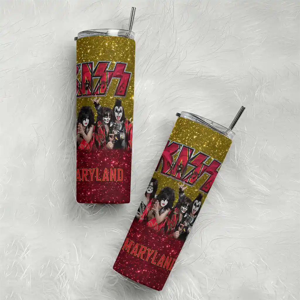 customized-maryland-terrapins-kiss-band-gold-skinny-tumbler-top-rated-1.webp