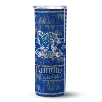 Customized Memphis Tigers Chevron Patch Blue Skinny Tumbler