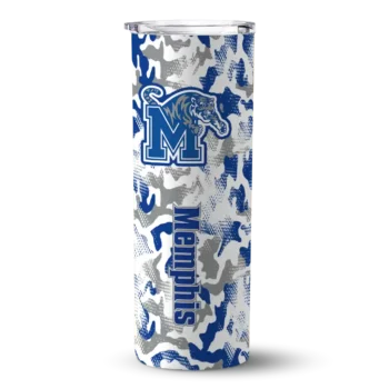 Customized Memphis Tigers Claw Marks Blue White Skinny Tumbler
