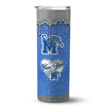 Customized Memphis Tigers Pixel Fade Blue Skinny Tumbler