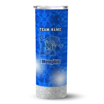 Customized Memphis Tigers Starburst Tiles Blue Skinny Tumbler