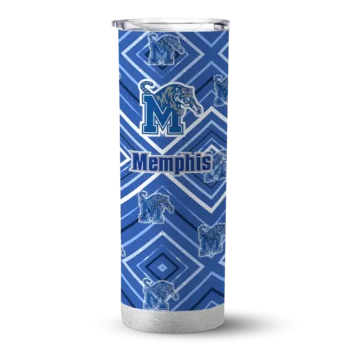 Customized Memphis Tigers Zipper Leopard Blue Skinny Tumbler