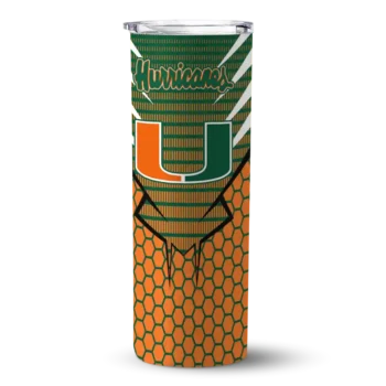 Customized Miami Hurricanes Chevron Stripes Orange Skinny Tumbler