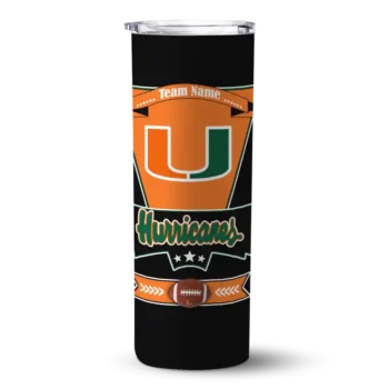 Customized Miami Hurricanes Helmet Belt Orange Black Skinny Tumbler