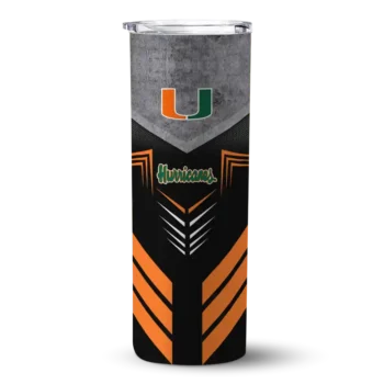 Customized Miami Hurricanes Hexagon Honeycomb Orange Black Skinny Tumbler